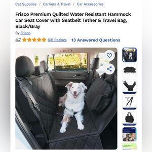 Frisco Quilted Water Resistant Dog Car Seat Cover - Black/Gray